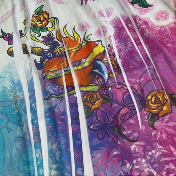 Press Apperal size large rainbow tie dye Ed Hardy style sparkly slinky dress EUC - Picture 3 of 12